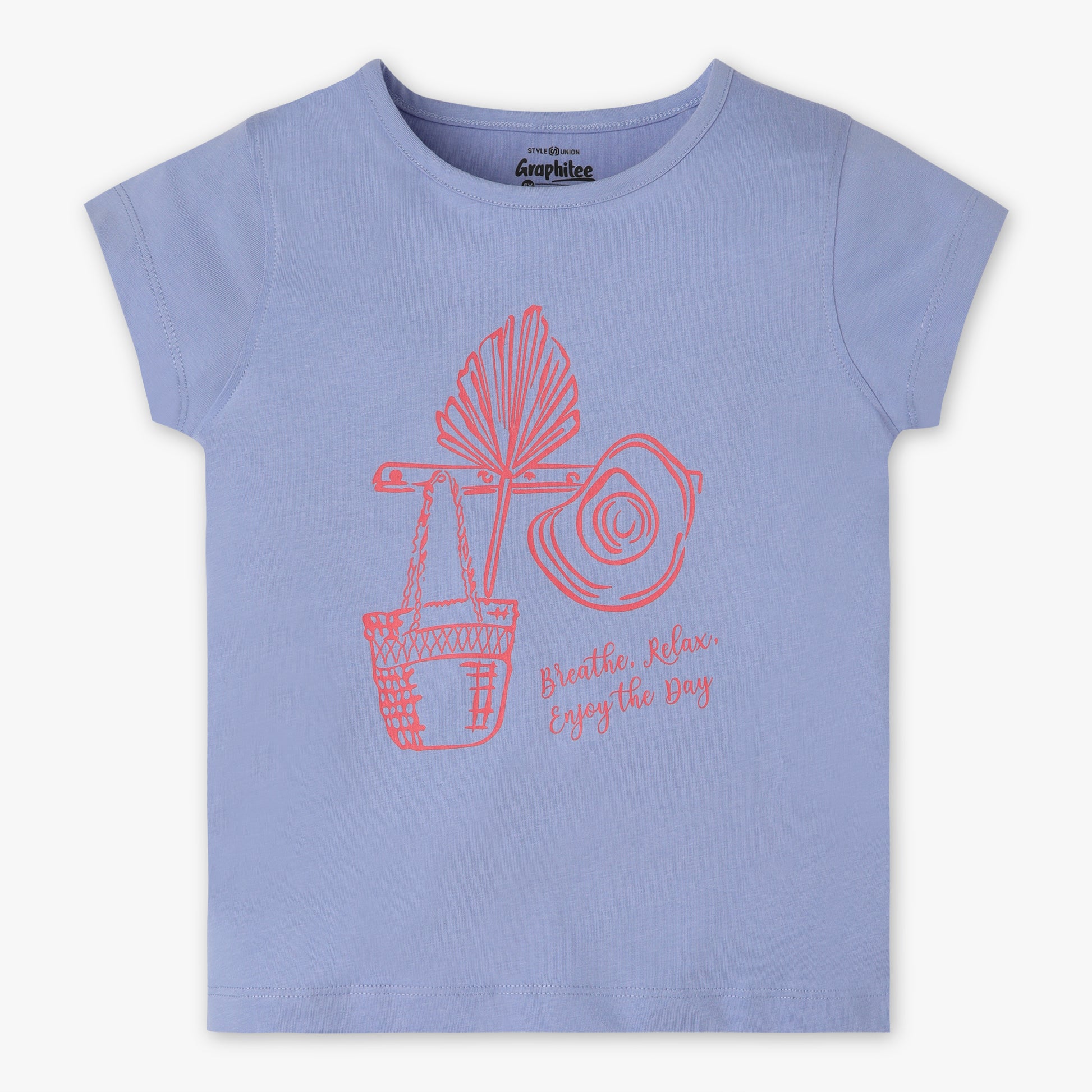 Girls Regular Fit Graphic Crew Neck Short Sleeve T-Shirt