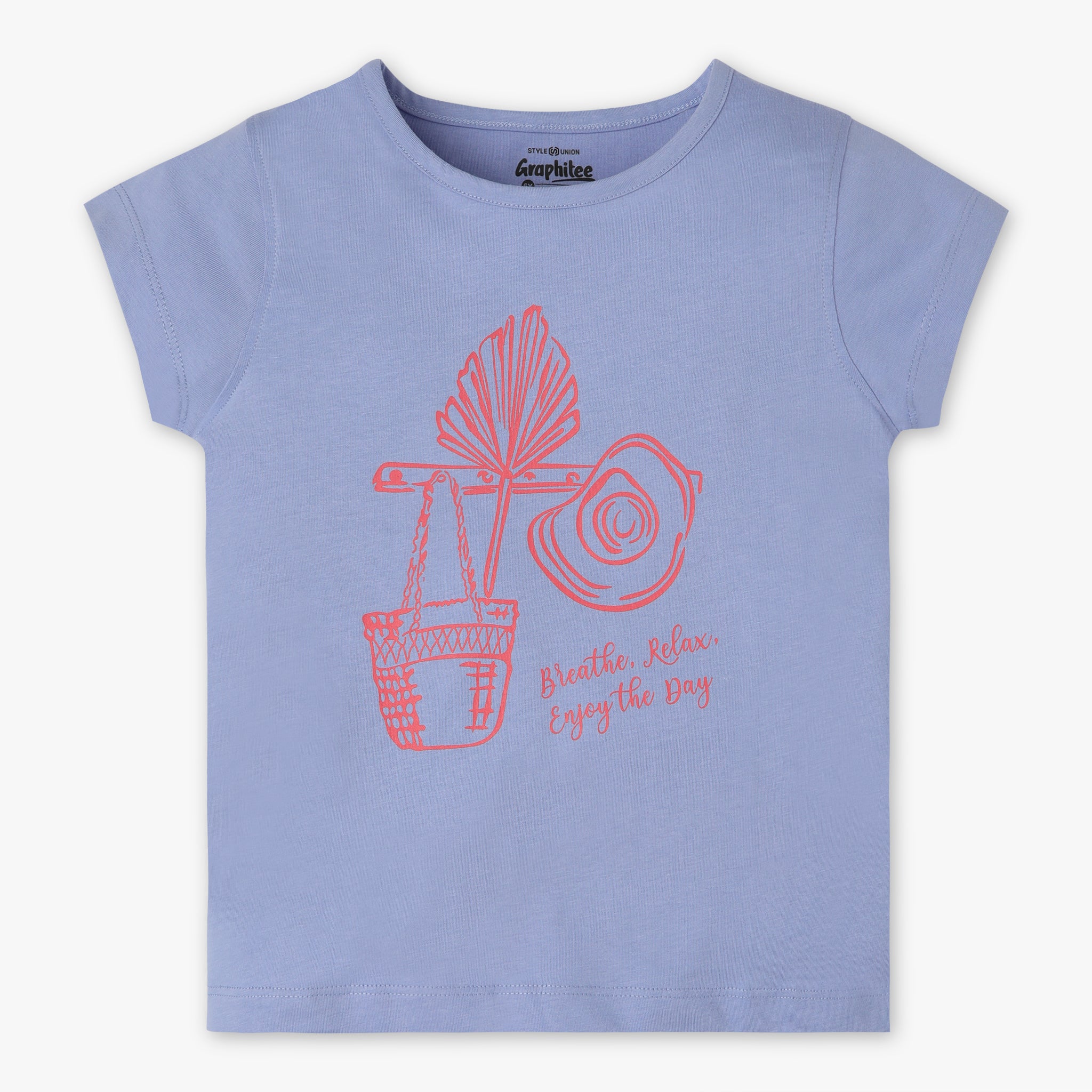 Girls Regular Fit Graphic Crew Neck Short Sleeve T-Shirt