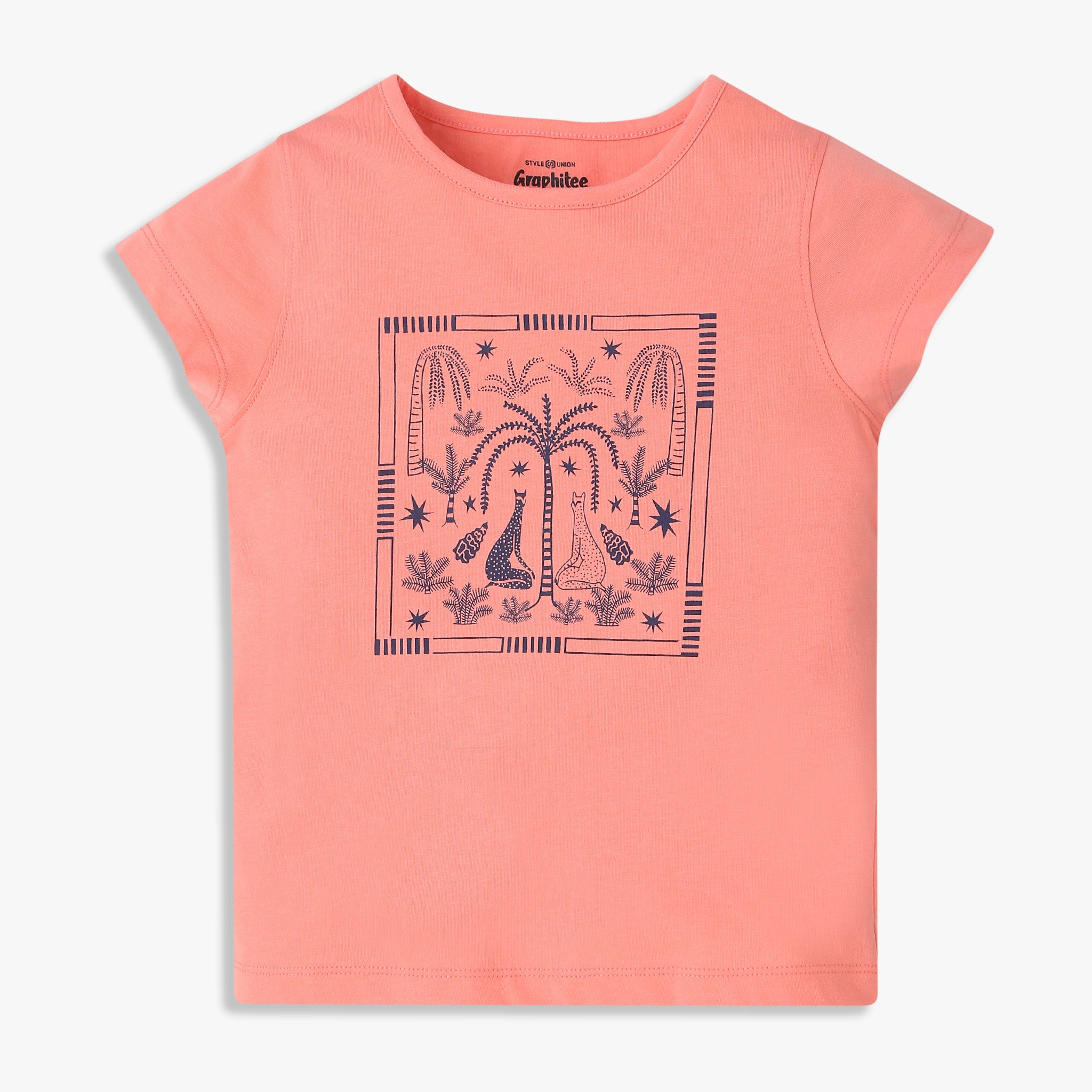 Girls Regular Fit Graphic Crew Neck T-Shirt