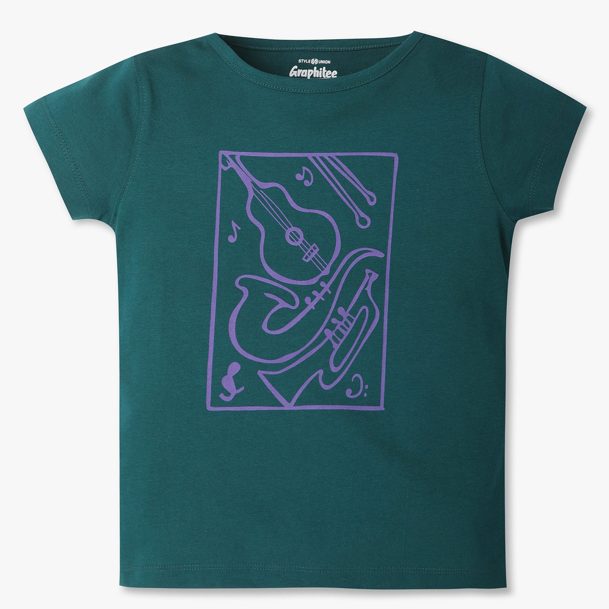 Girls Regular Fit Graphic Crew Neck T-Shirt