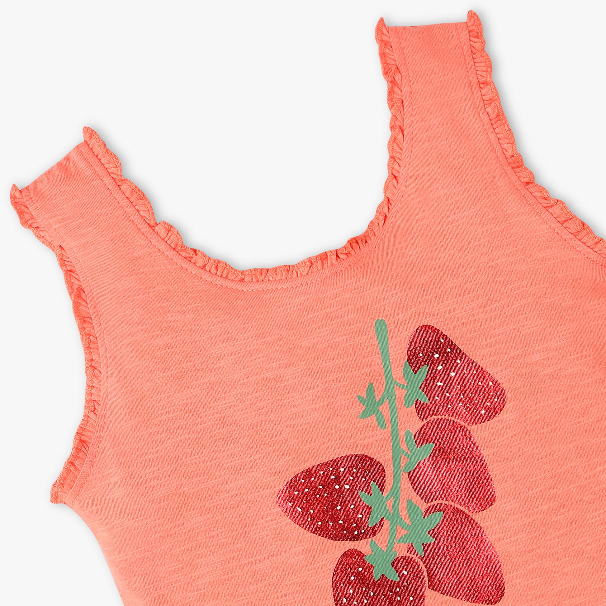 Girls Regular Fit Graphic Crew Neck Sleeveless T-Shirt