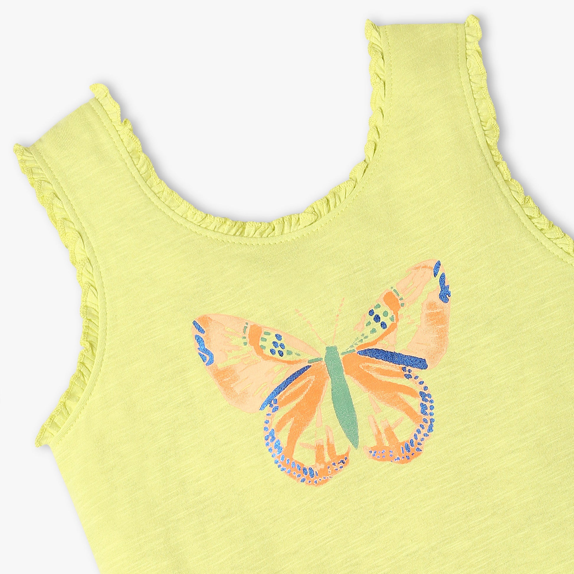 Girls Regular Fit Graphic Crew Neck Sleeveless T-Shirt