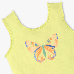 Girls Regular Fit Graphic Crew Neck Sleeveless T-Shirt