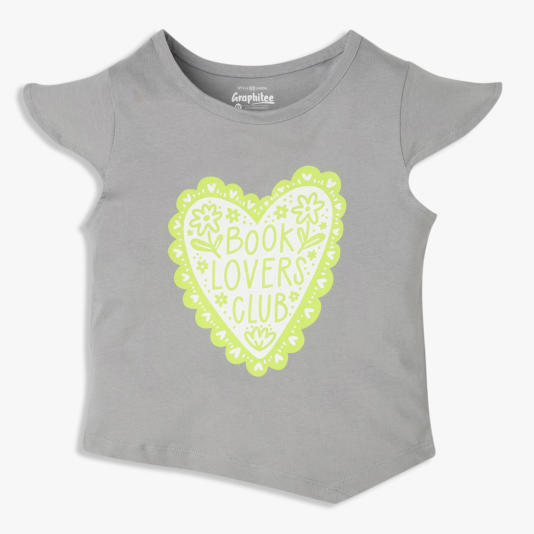 Girls Cotton Crew Neck Graphitee