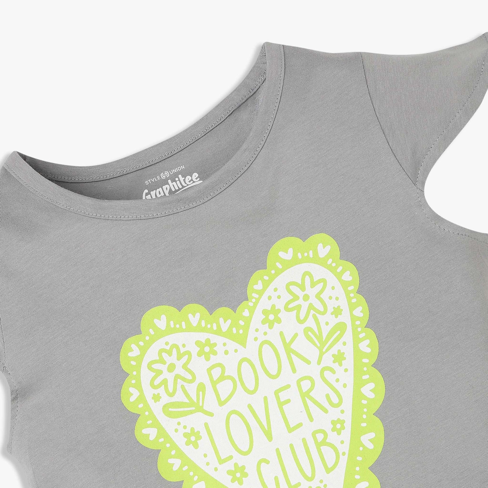 Girls Cotton Crew Neck Graphitee