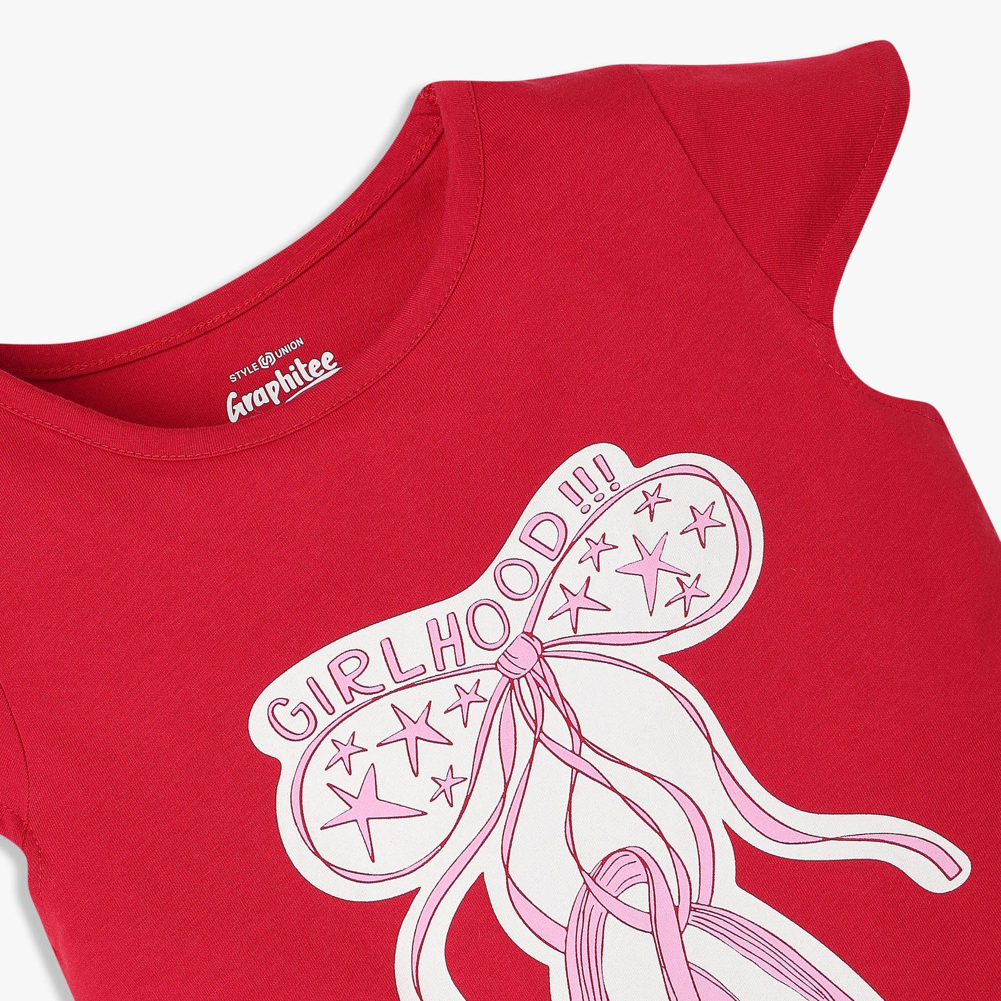 Girls Cotton Crew Neck Graphitee