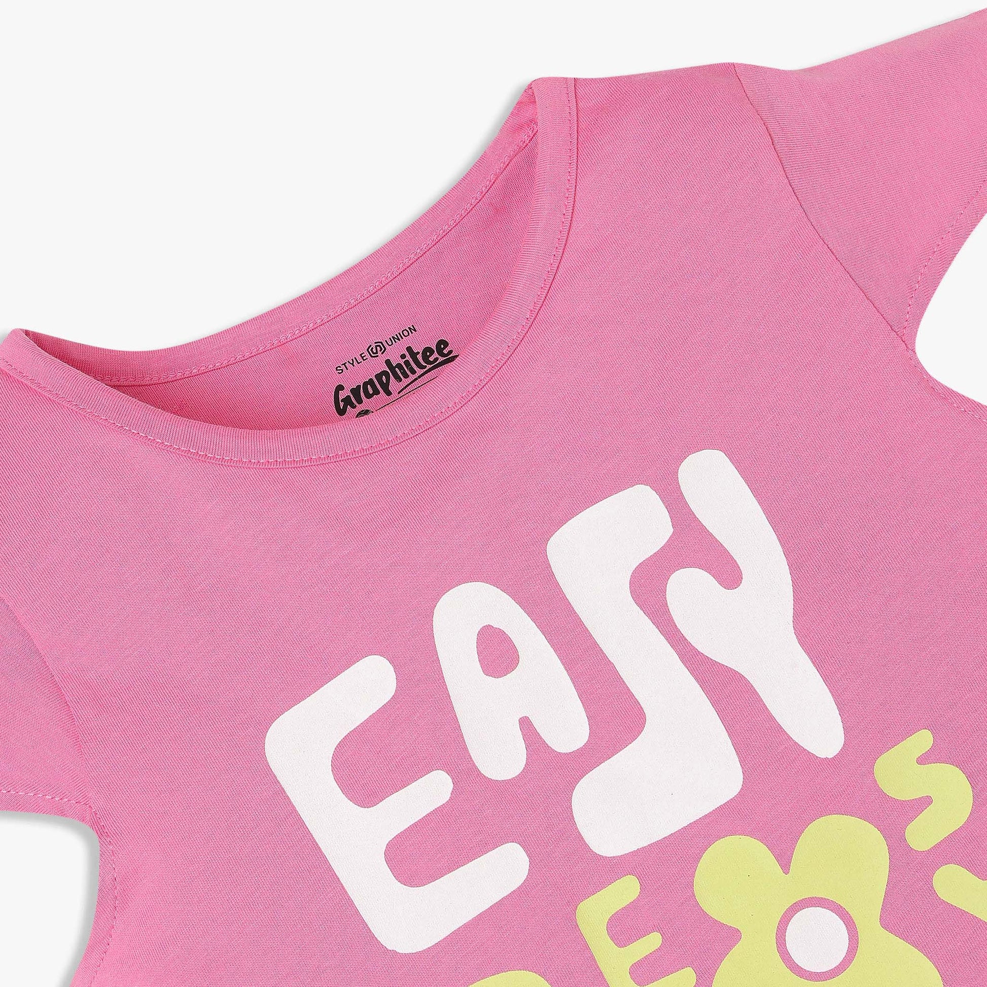 Girls Cotton Crew Neck Graphitee