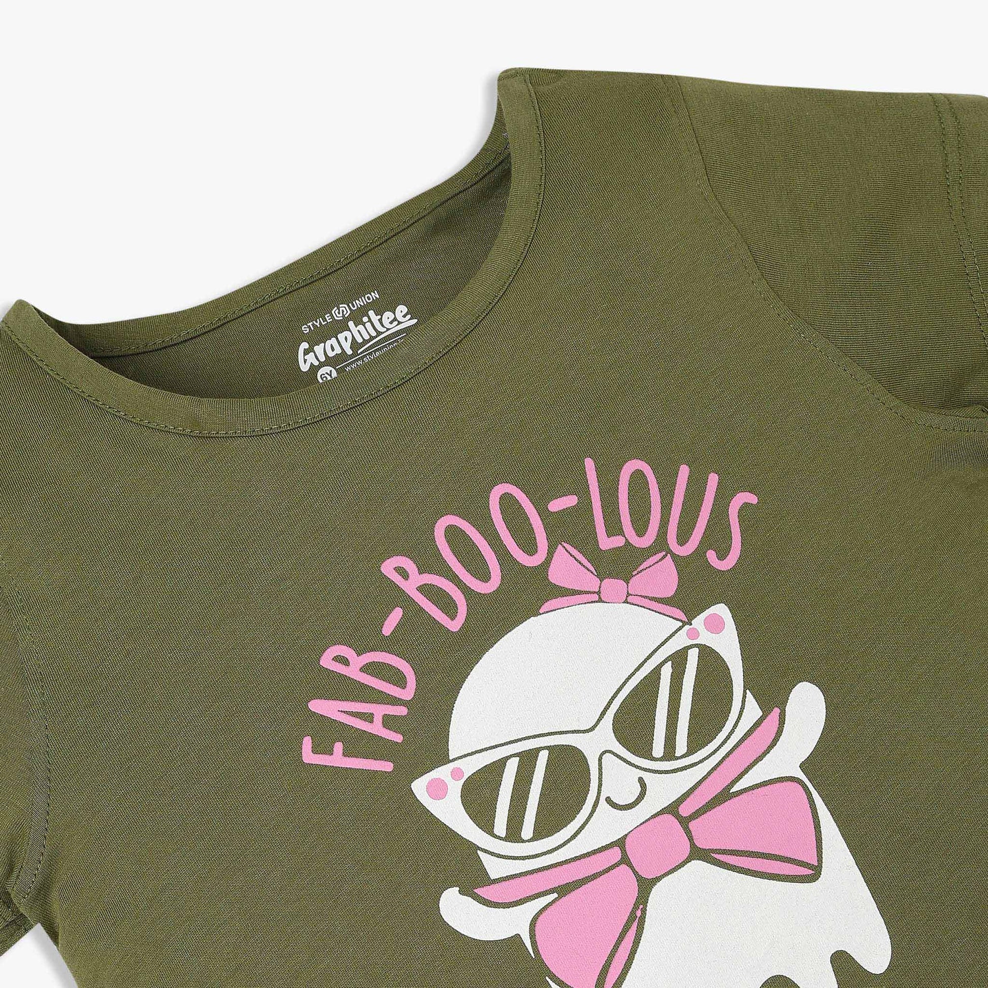 Girls Cotton Crew Neck Graphitee