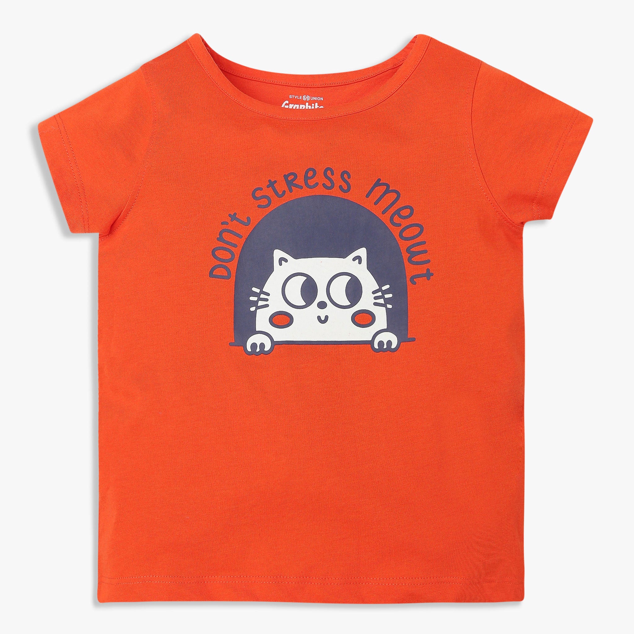 Girls Cotton Crew Neck Graphitee