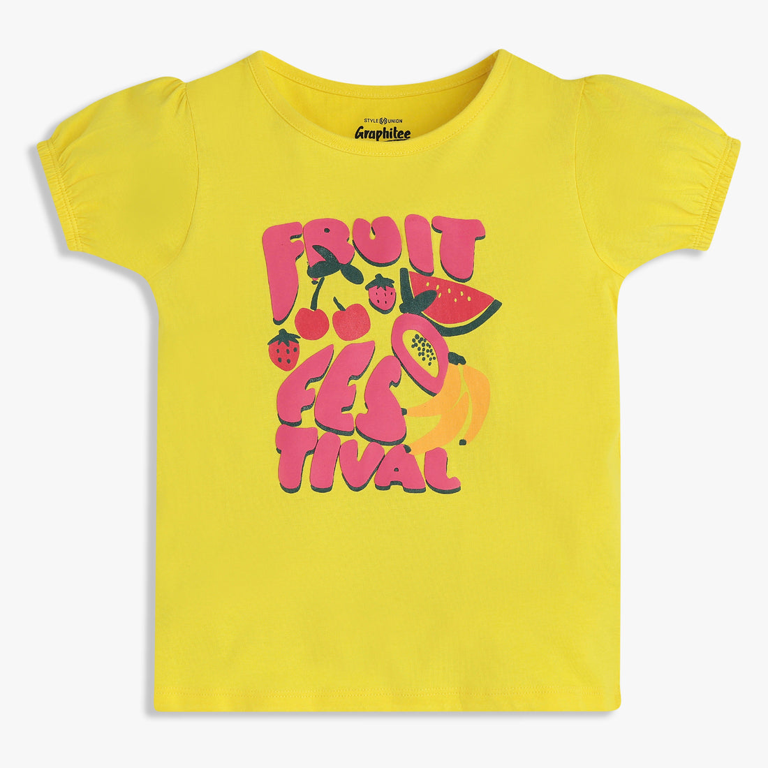 Girls Cotton Crew Neck Graphitee