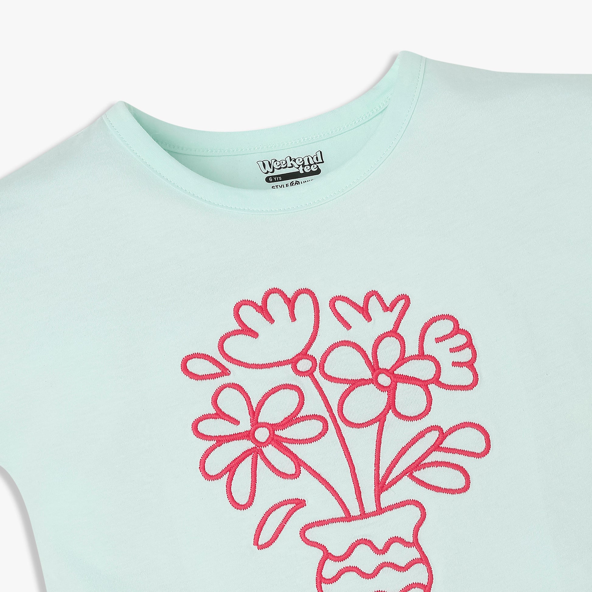 Girls Cotton Crew Neck Graphitee