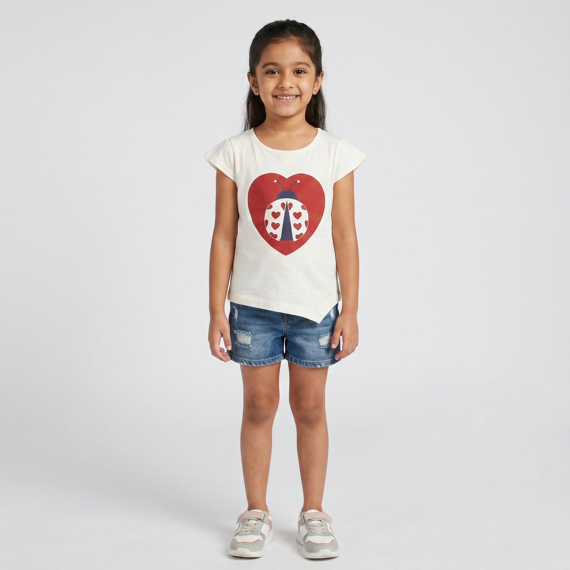 Girls Cotton Crew Neck Graphitee
