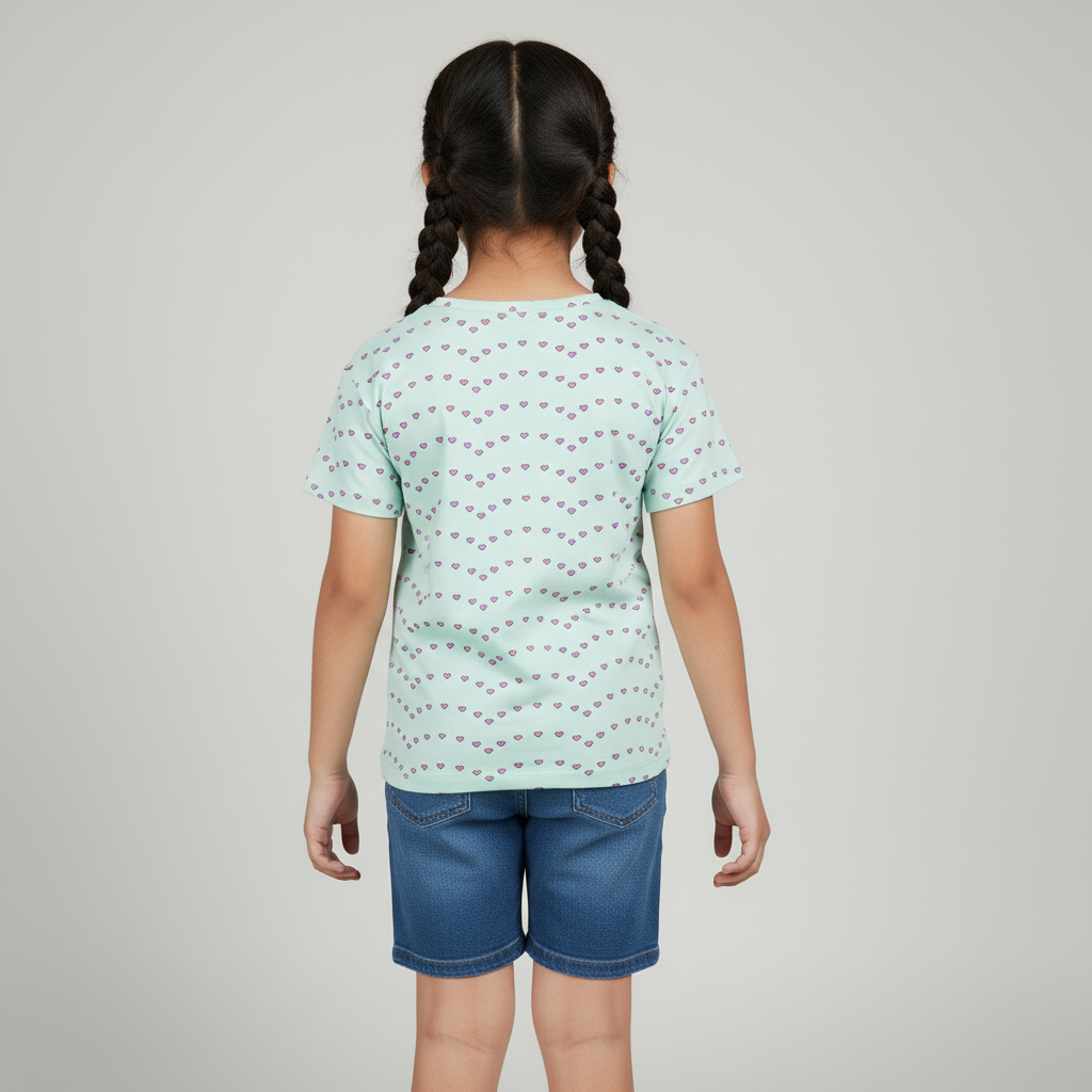 Girls Cotton Crew Neck Graphitee