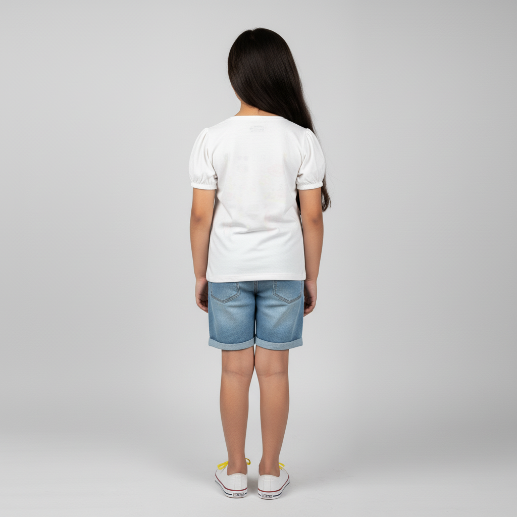 Girls Cotton Crew Neck Graphitee
