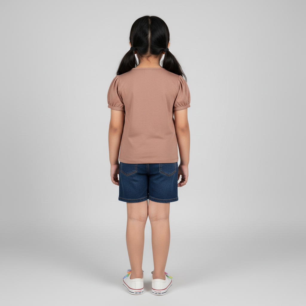 Girls Cotton Crew Neck Graphitee