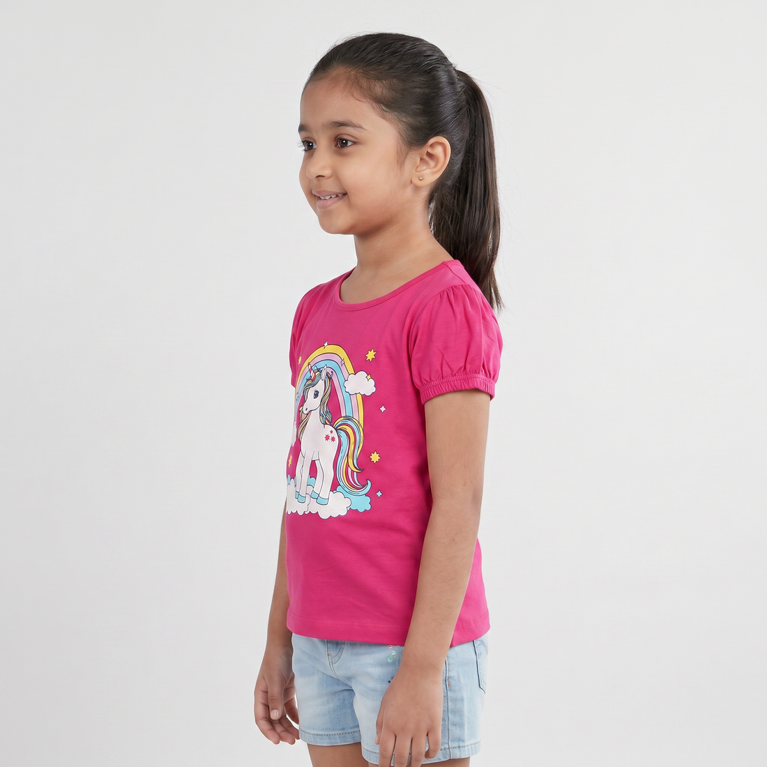 Girls Cotton Crew Neck Graphitee