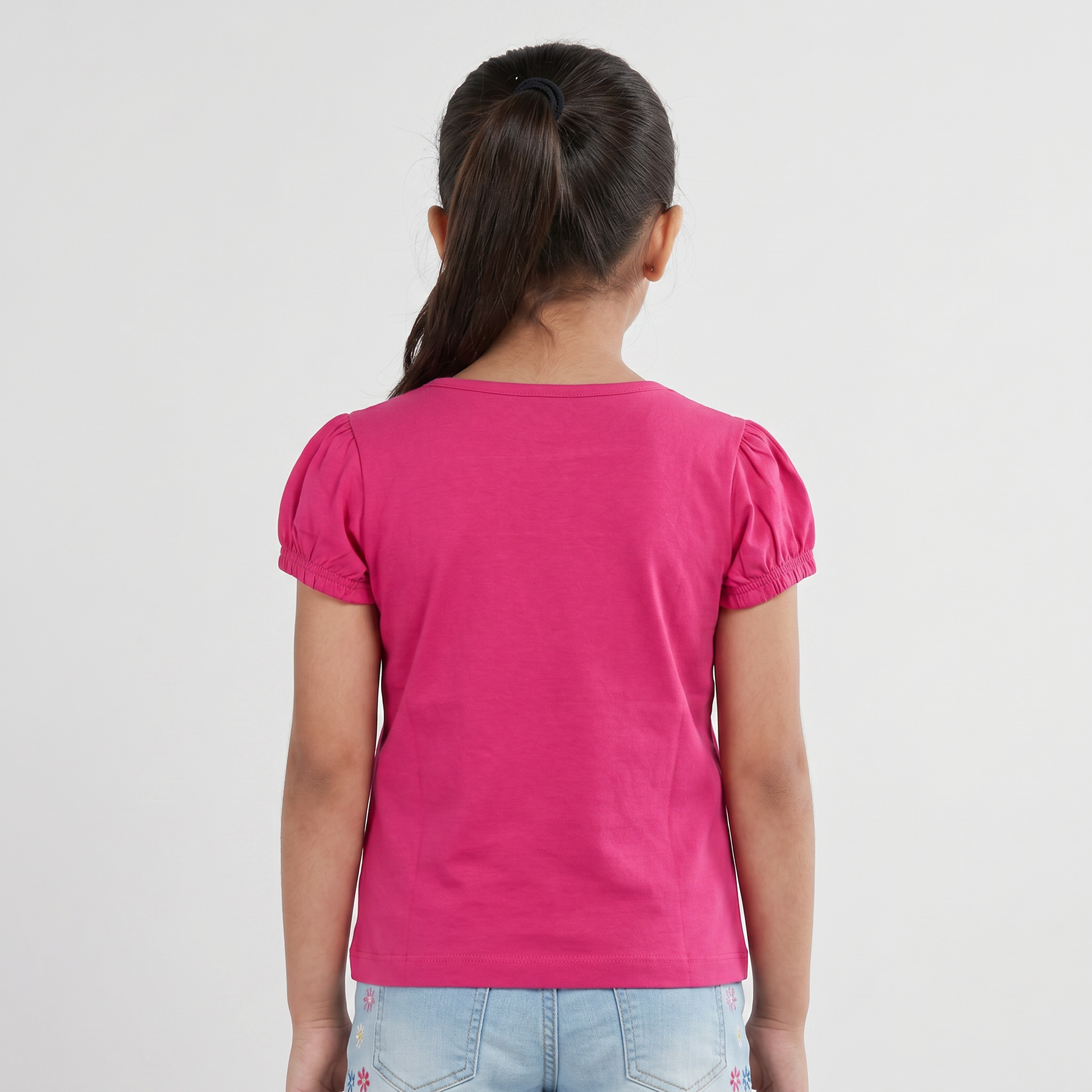 Girls Cotton Crew Neck Graphitee