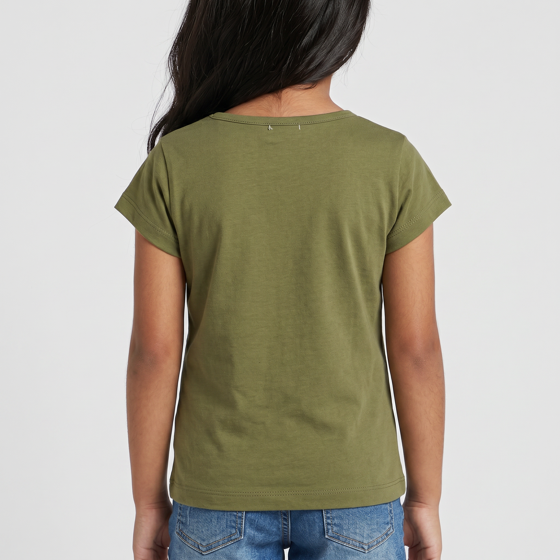 Girls Cotton Crew Neck Graphitee