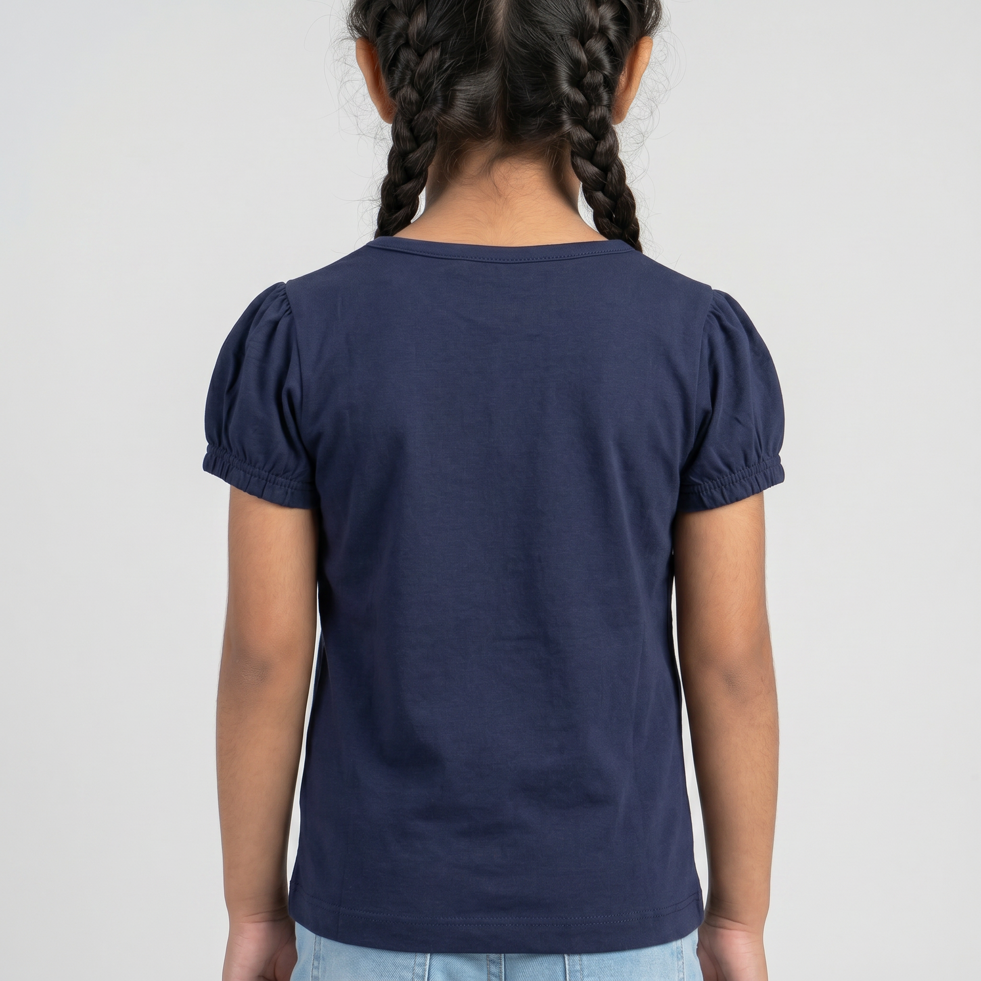 Girls Cotton Crew Neck Graphitee