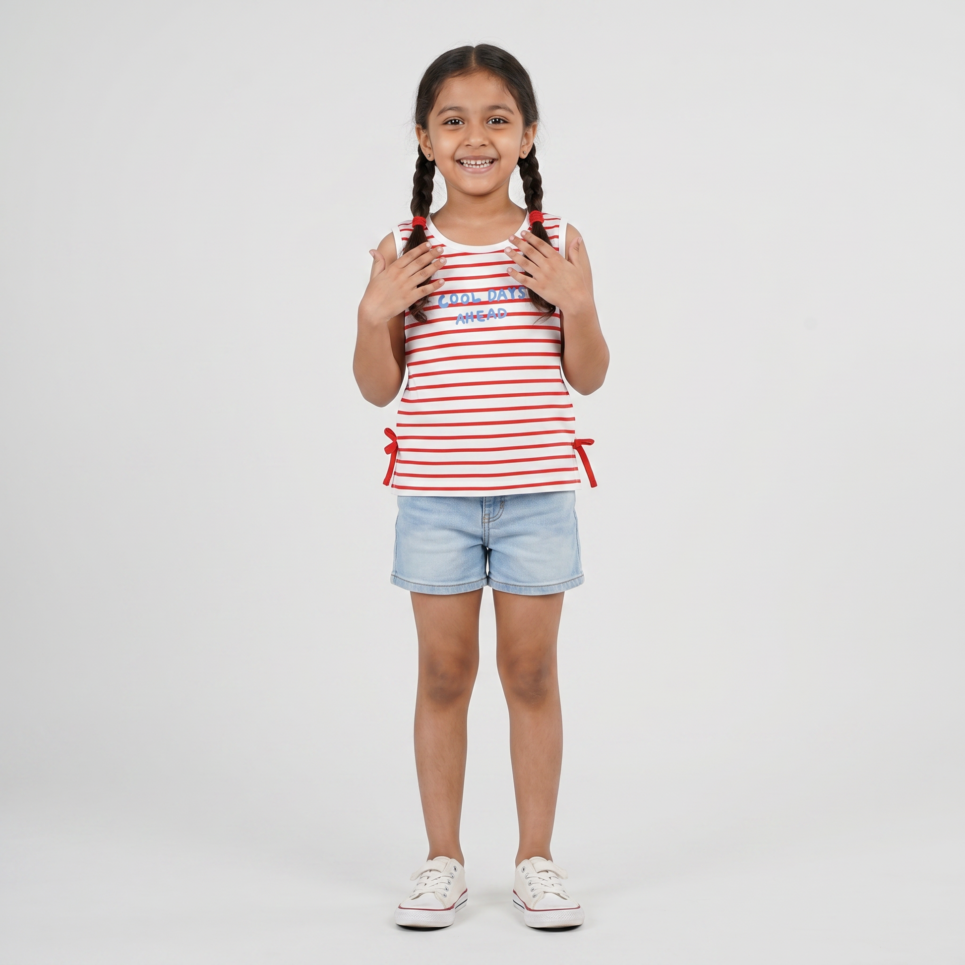 Girls Cotton Crew Neck Graphitee