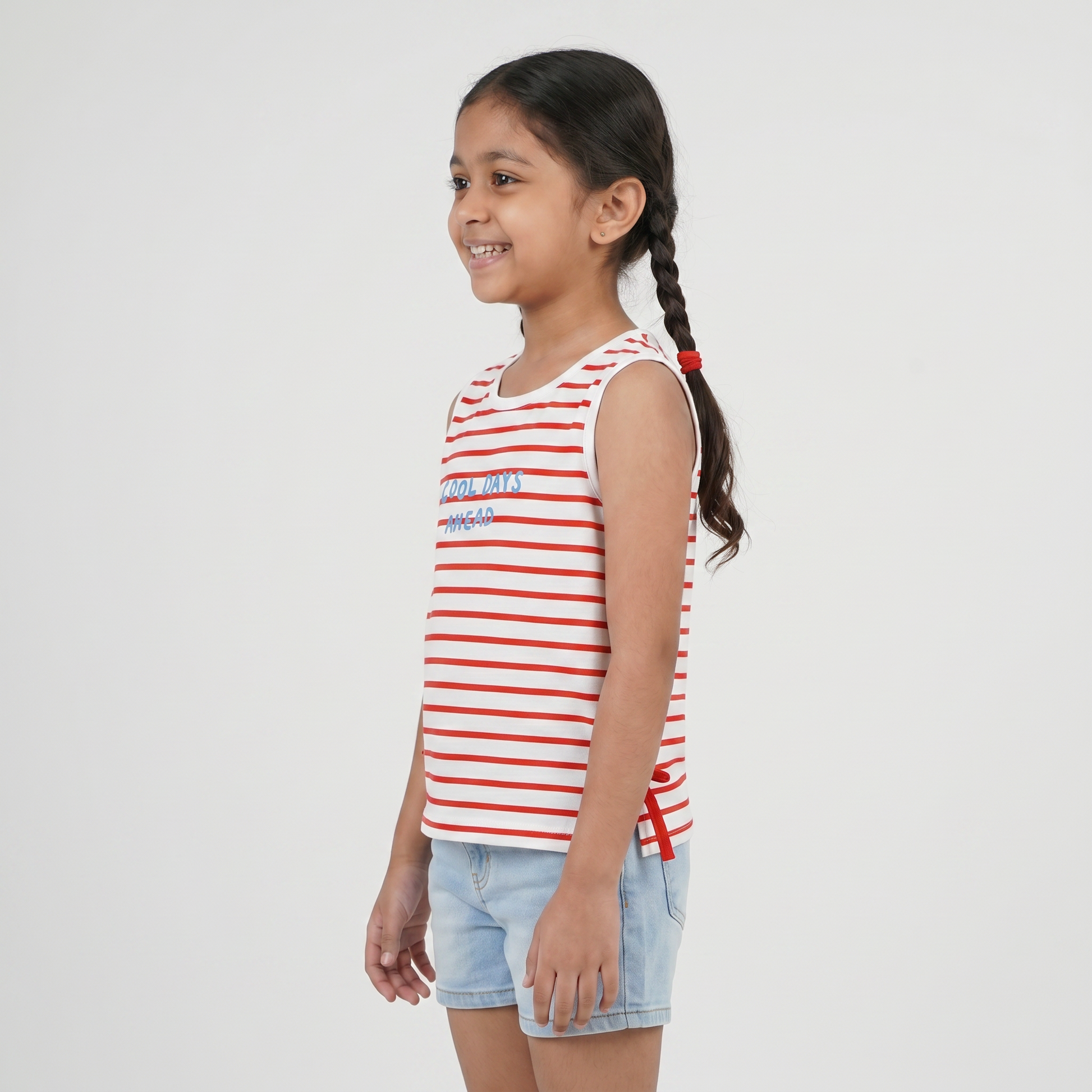 Girls Cotton Crew Neck Graphitee