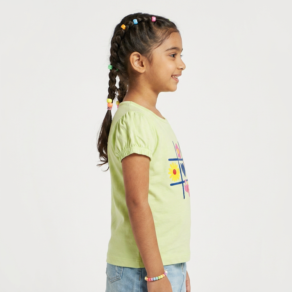Girls Cotton Crew Neck Graphitee