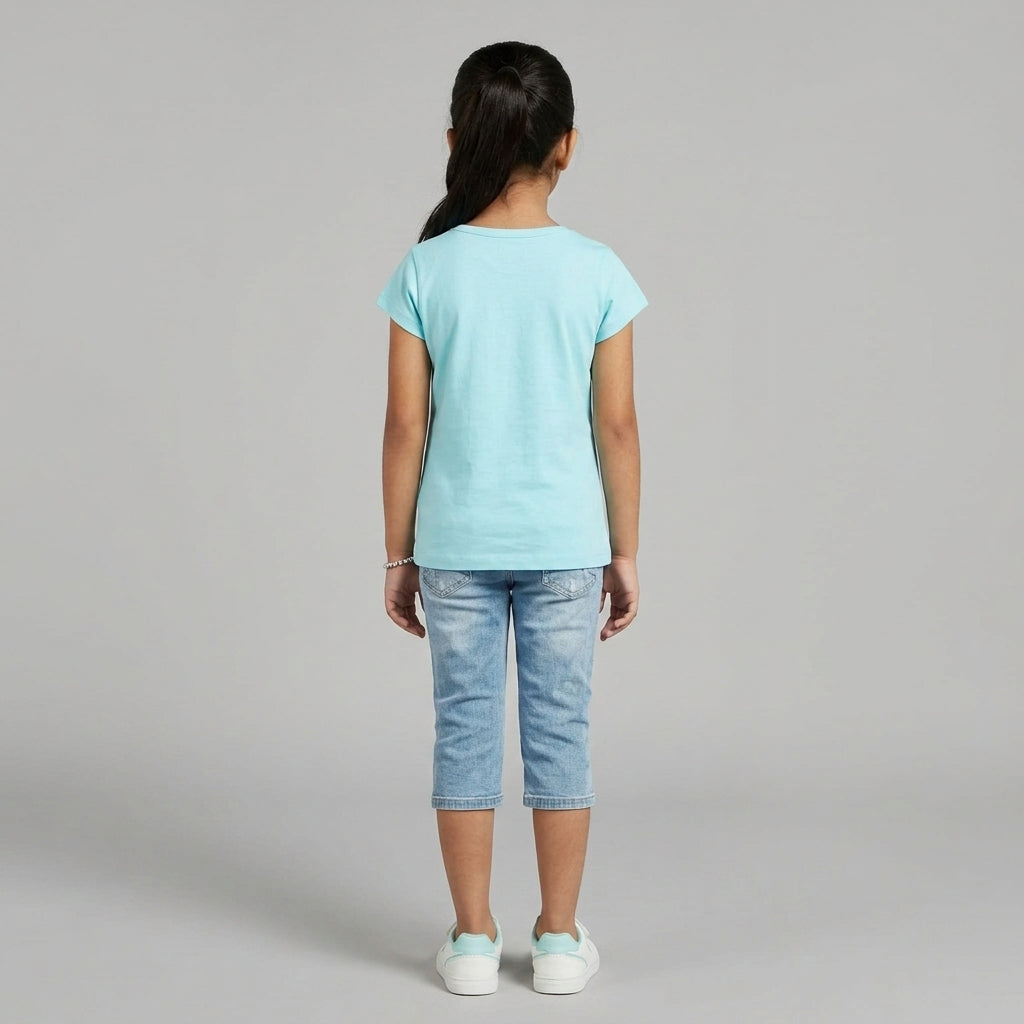 Girls Cotton Crew Neck Graphitee