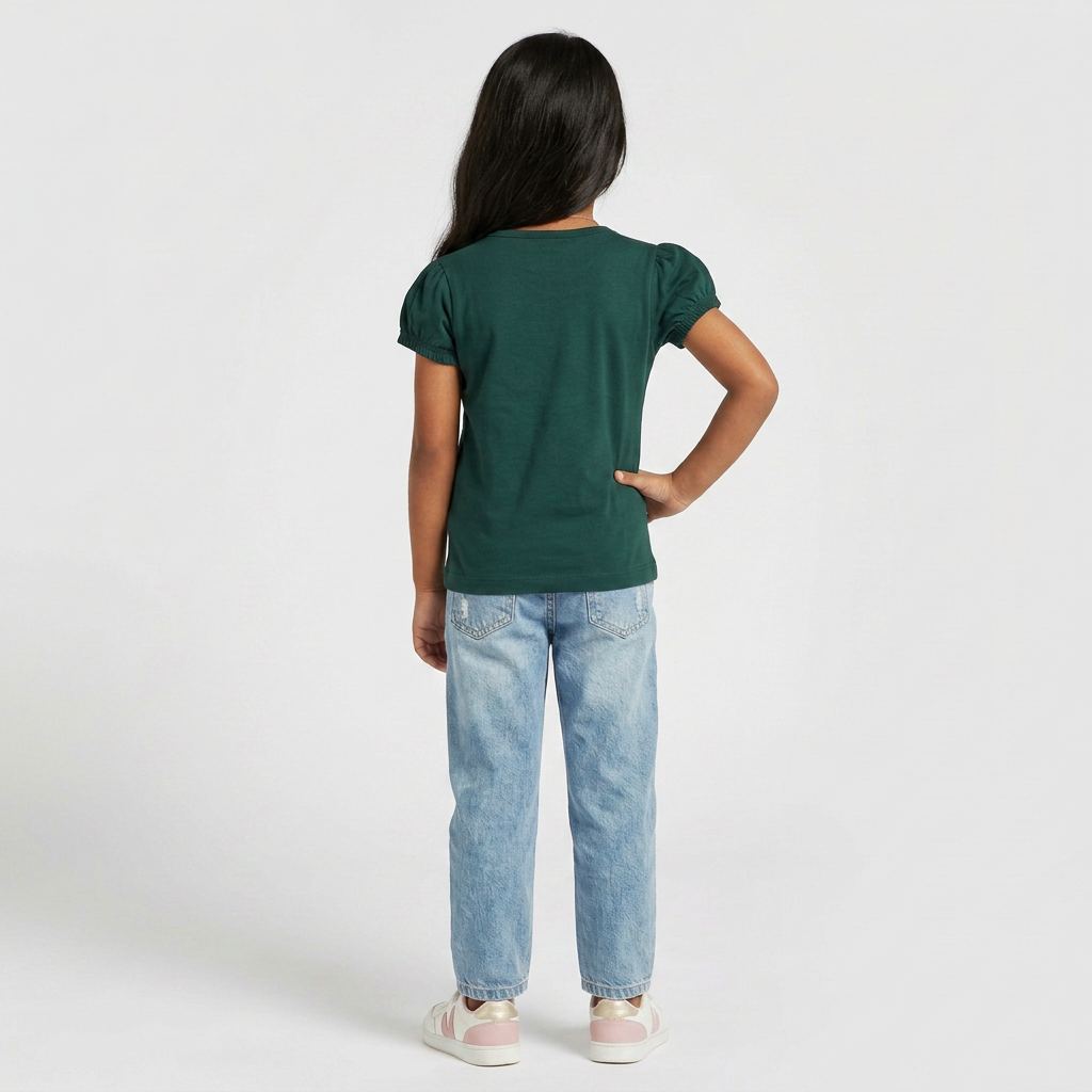 Girls Cotton Crew Neck Graphitee