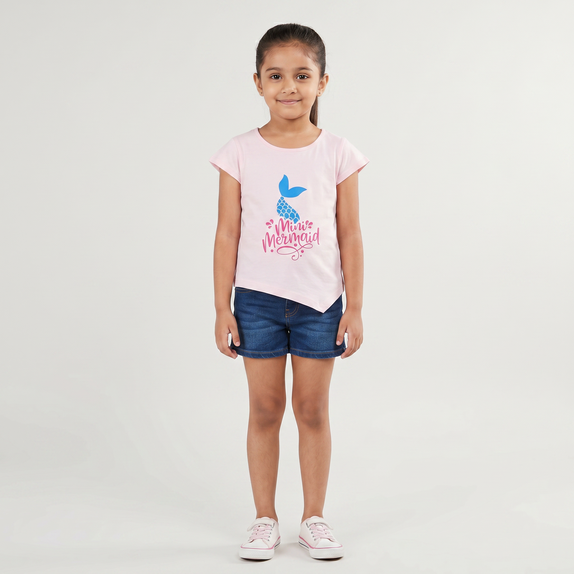 Girls Cotton Crew Neck Graphitee