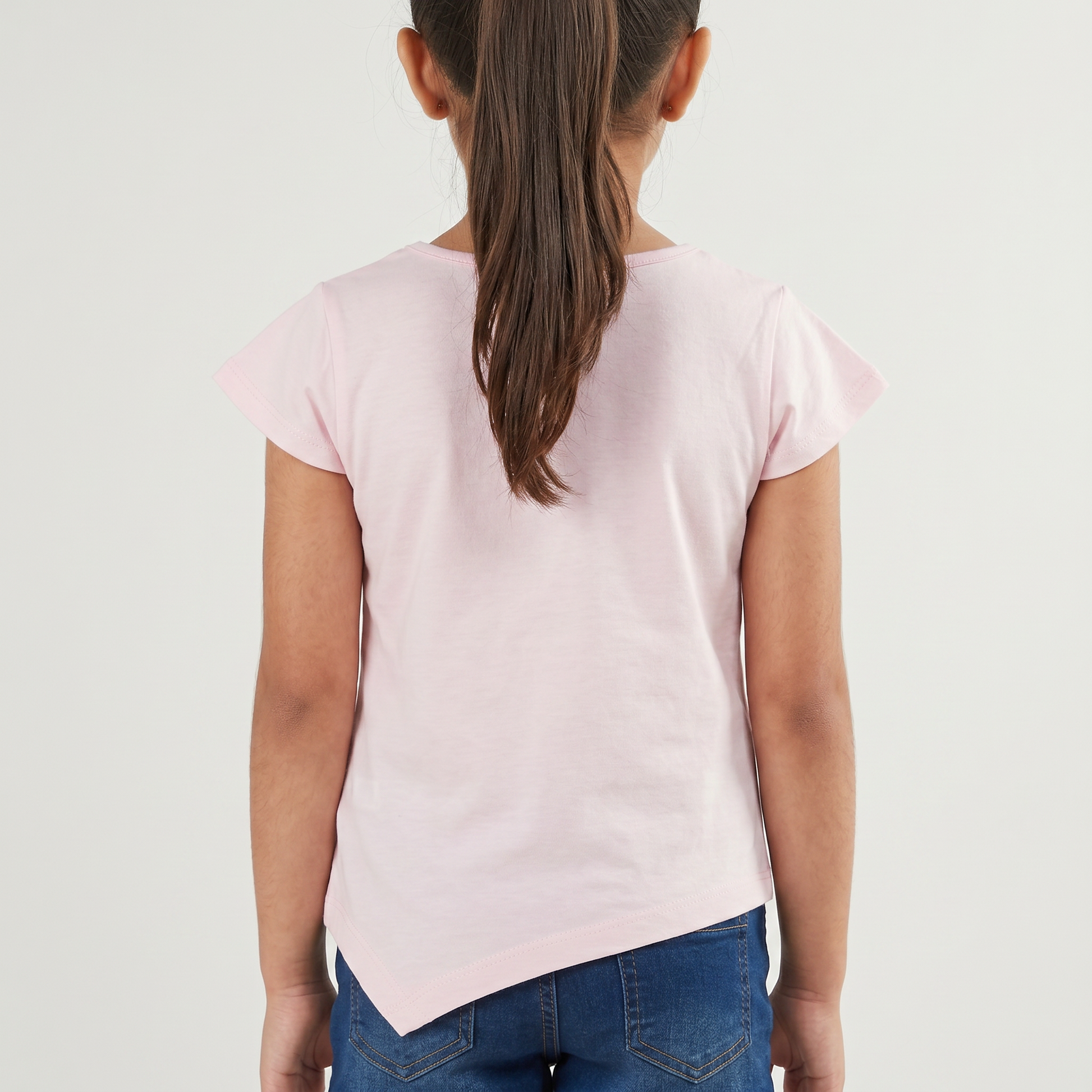 Girls Cotton Crew Neck Graphitee