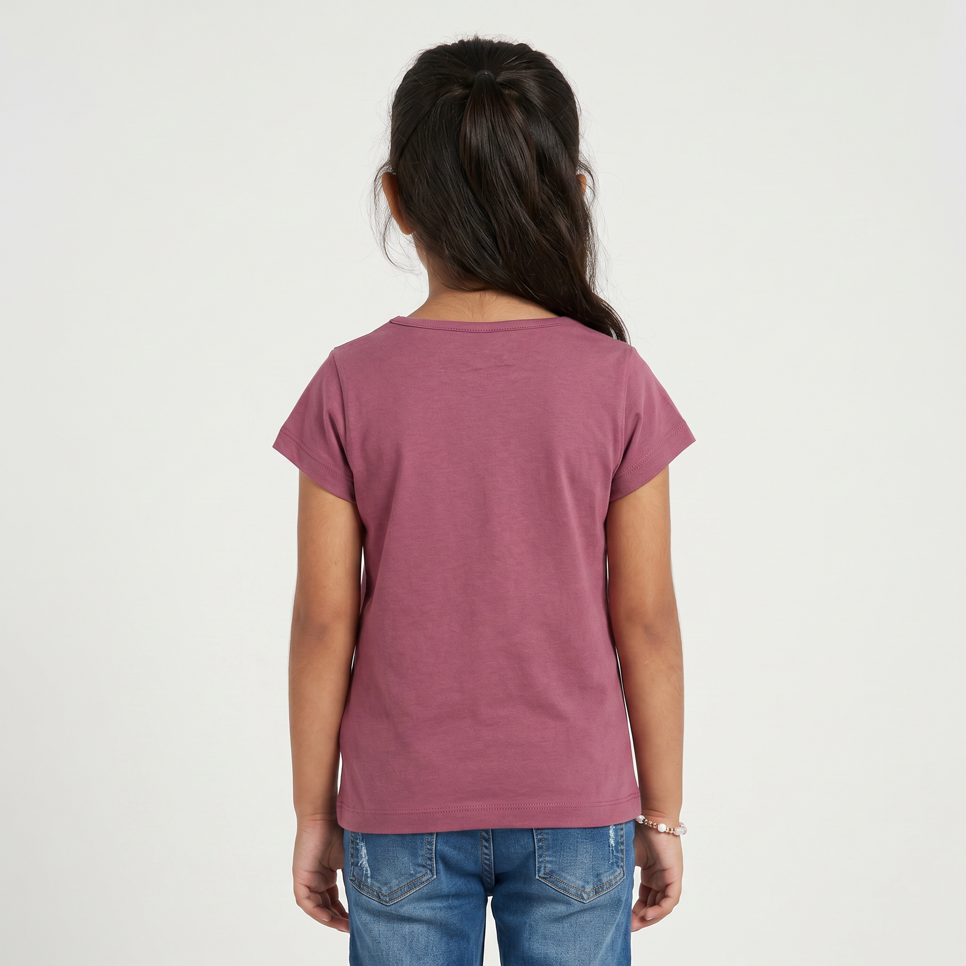 Girls Cotton Crew Neck Graphitee