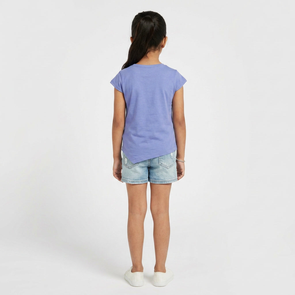 Girls Cotton Crew Neck Graphitee