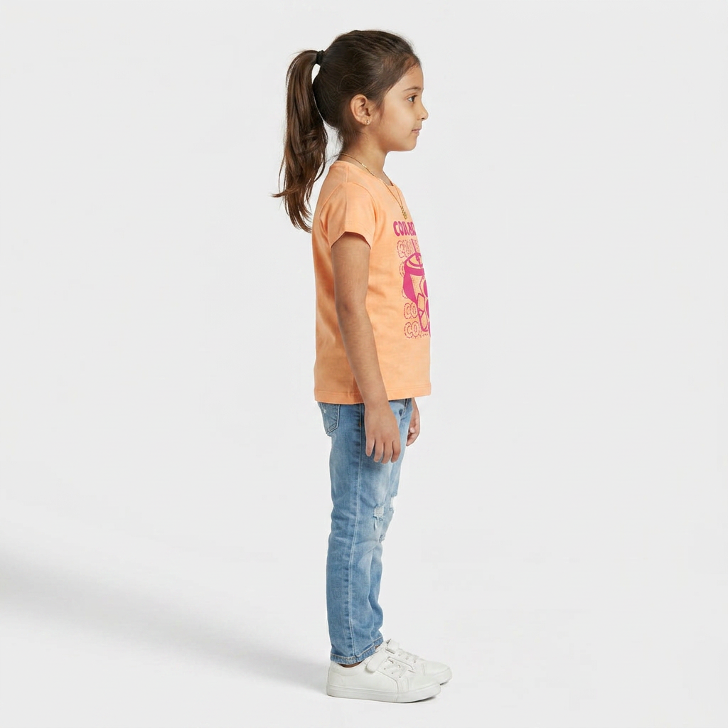Girls Cotton Crew Neck Graphitee