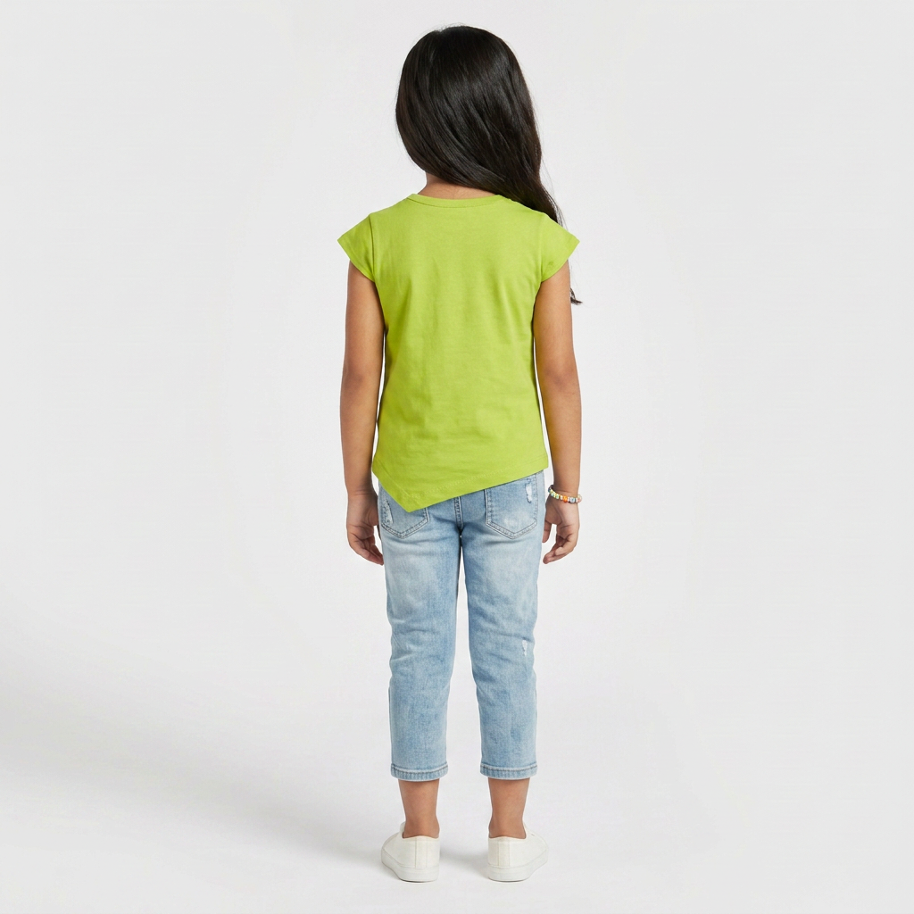 Girls Cotton Crew Neck Graphitee