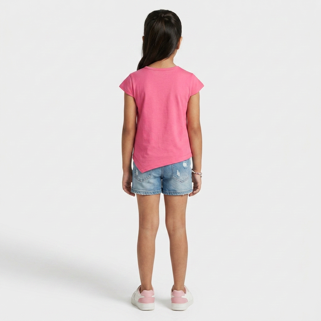 Girls Cotton Crew Neck Graphitee