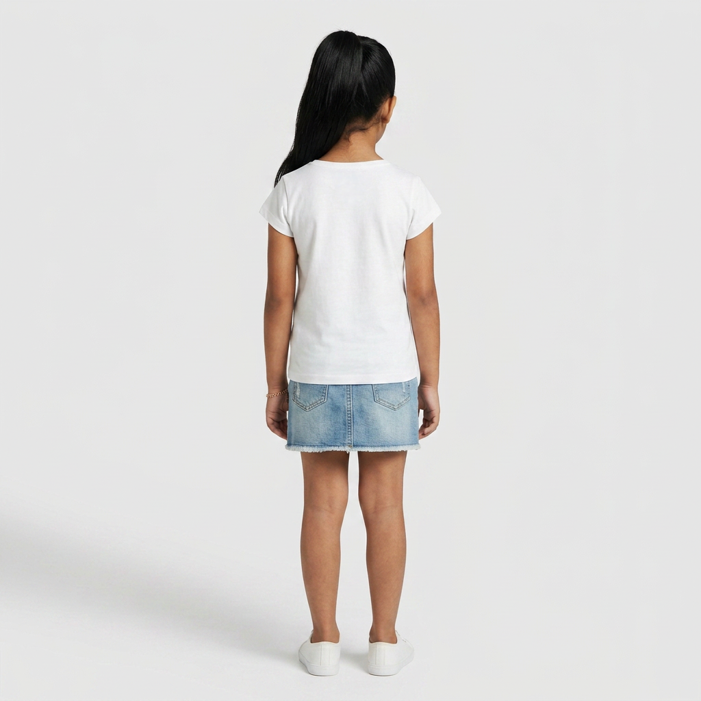 Girls Cotton Crew Neck Graphitee