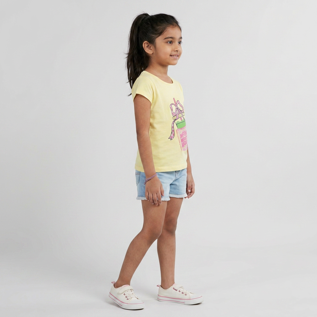Girls Cotton Crew Neck Graphitee