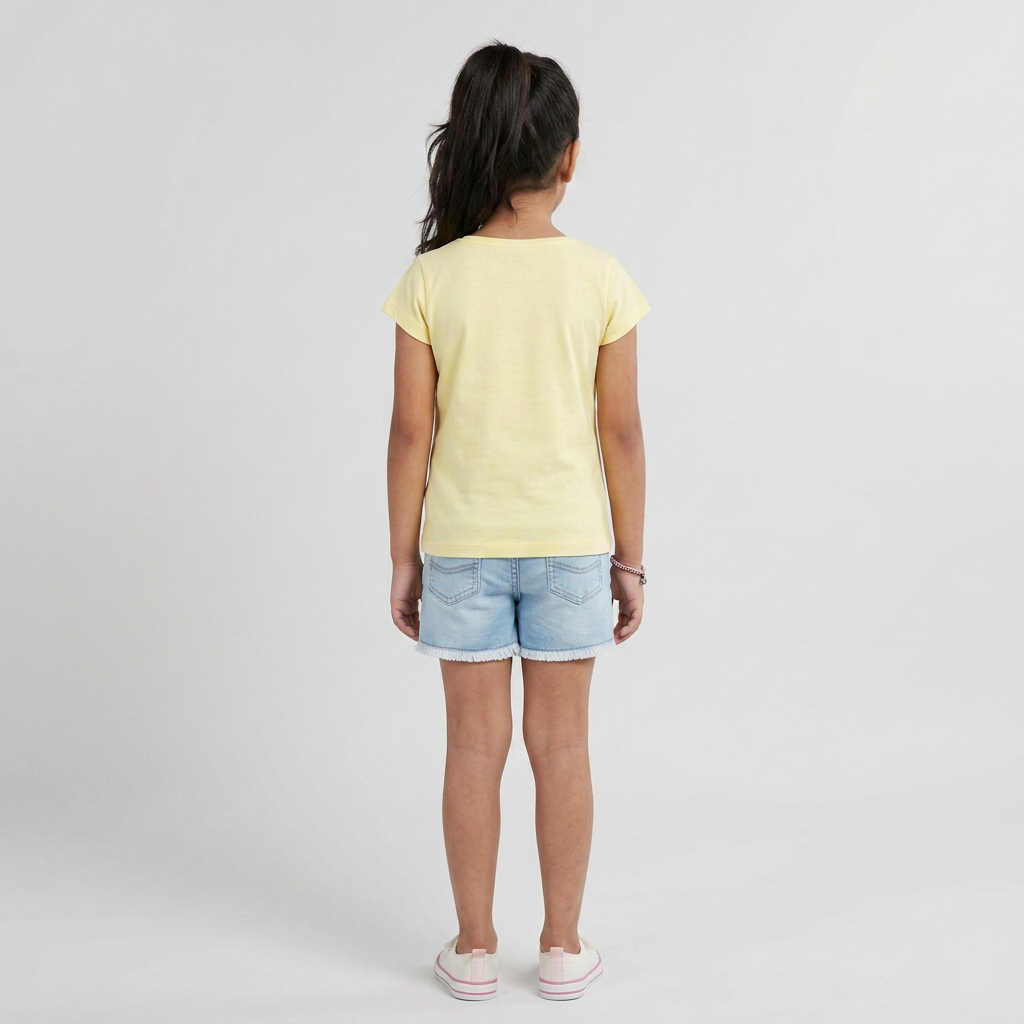 Girls Cotton Crew Neck Graphitee