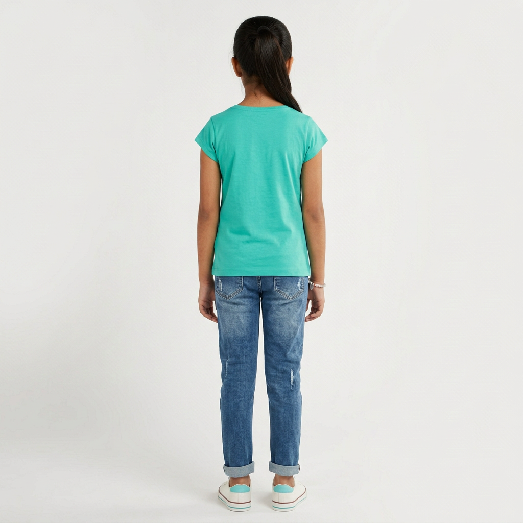 Girls Cotton Crew Neck Graphitee