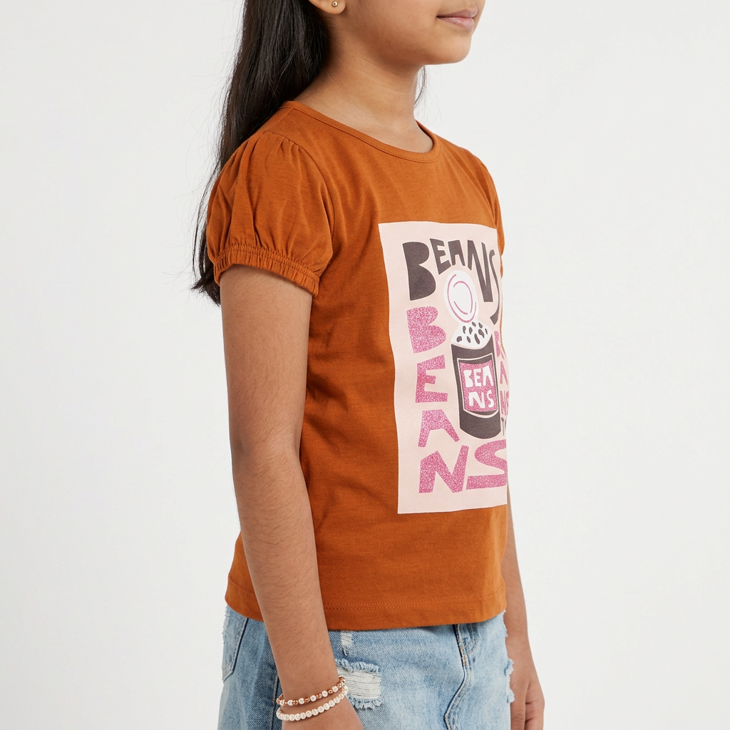Girls Cotton Crew Neck Graphitee