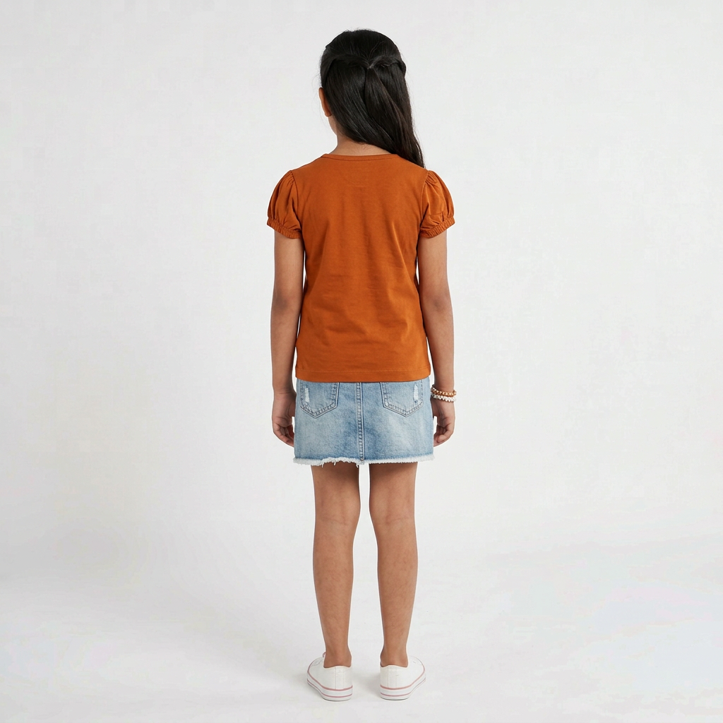 Girls Cotton Crew Neck Graphitee