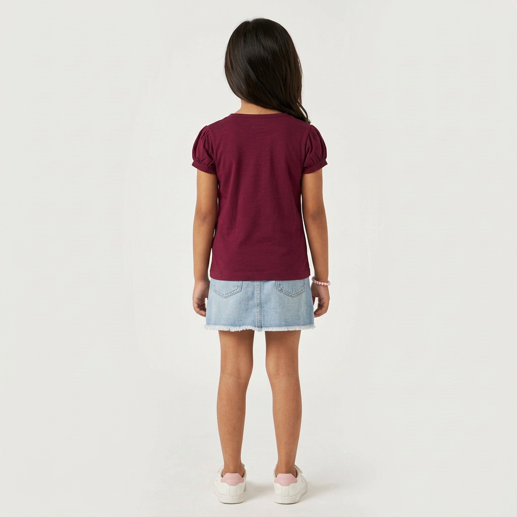 Girls Cotton Crew Neck Graphitee