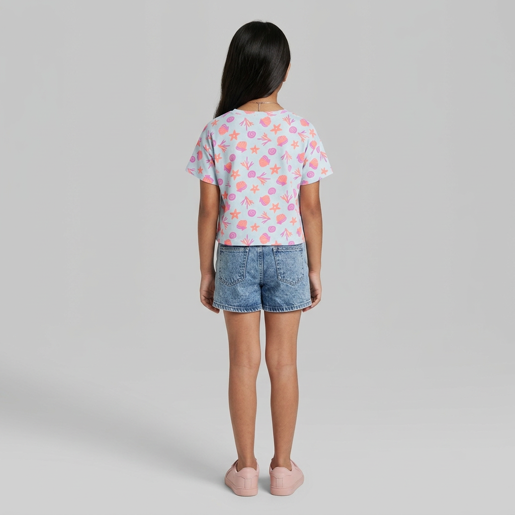 Girls Cotton Crew Neck Graphitee