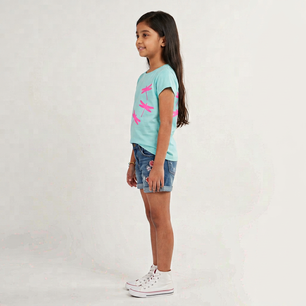 Girls Cotton Crew Neck Graphitee
