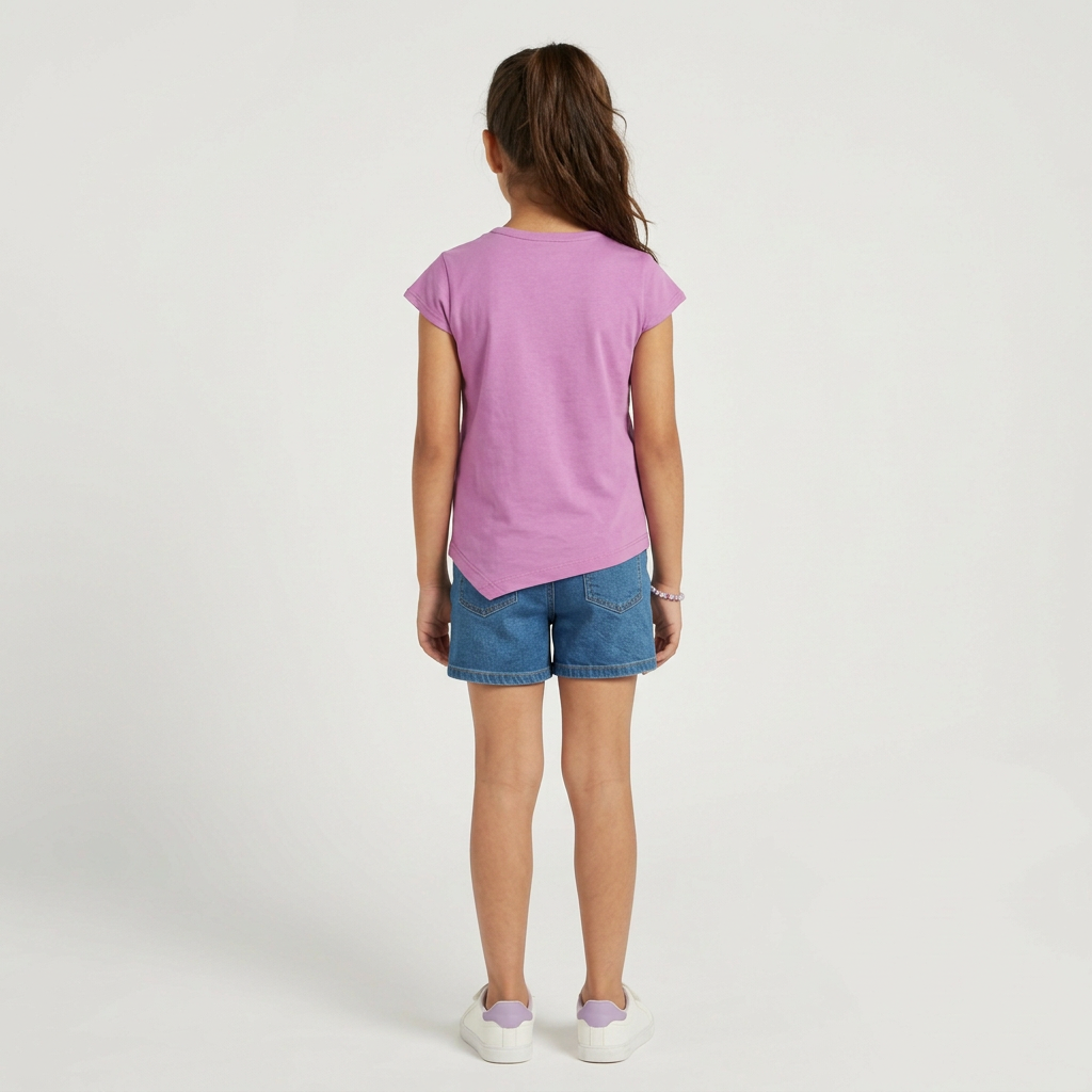 Girls Cotton Crew Neck Graphitee