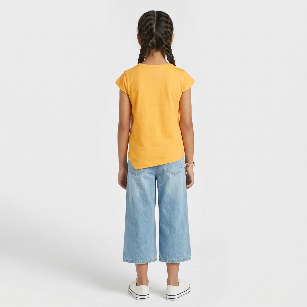 Girls Cotton Crew Neck Graphitee
