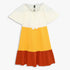 Girls Cut And Sew Knee Length Square Neck Short Sleeve Dress