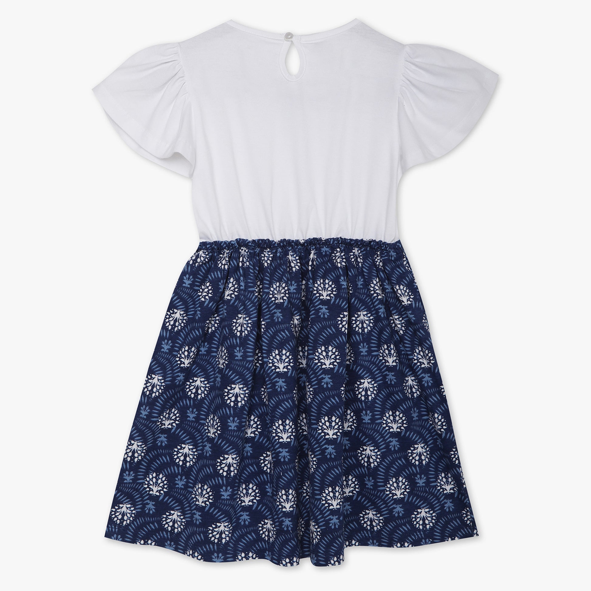 Girls Regular Fit Printed Crew Neck Dress