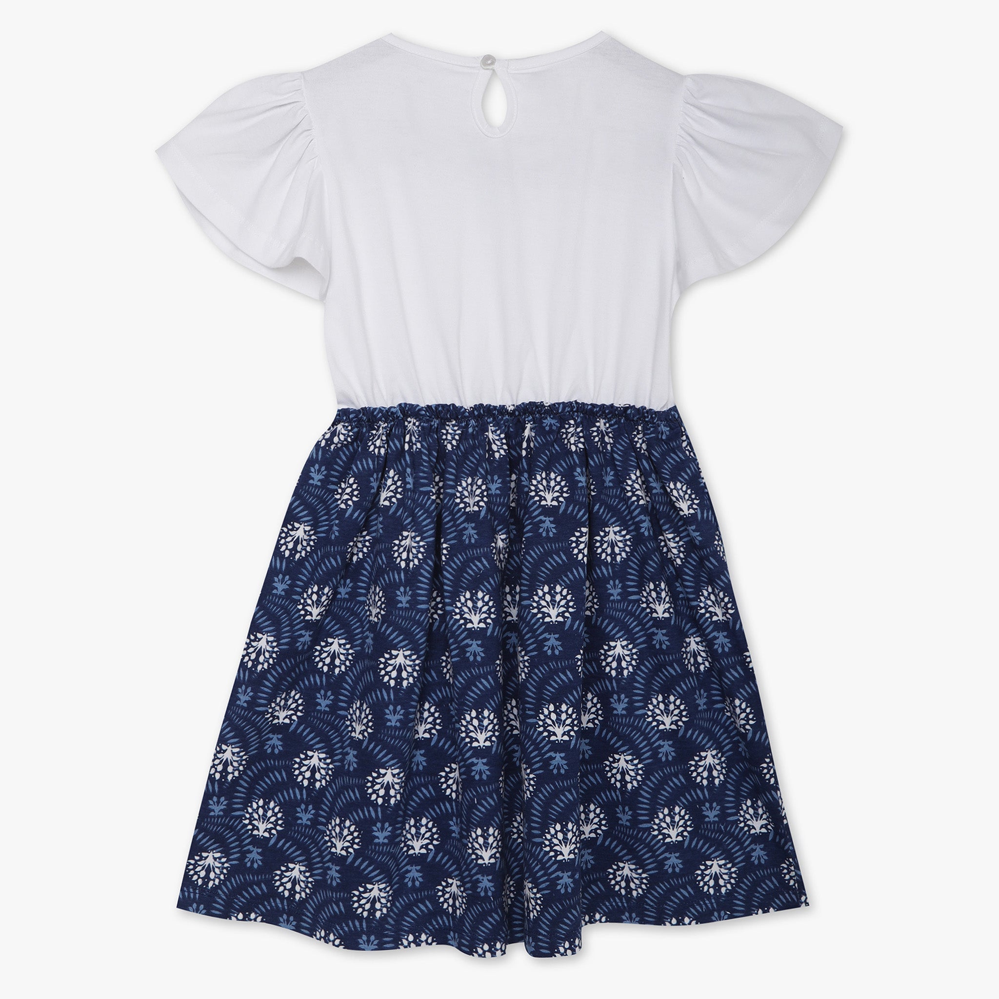 Girls Regular Fit Printed Crew Neck Dress