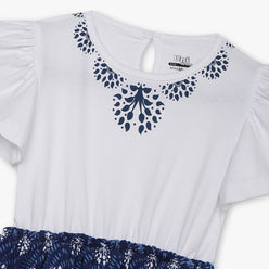 Girls Regular Fit Printed Crew Neck Dress